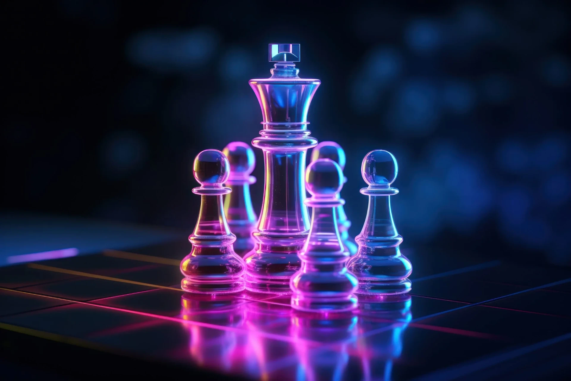 Glass chess pieces representing search strategy